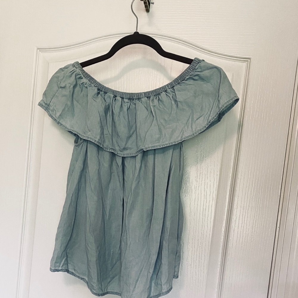Jean Off The Shoulder Shirt